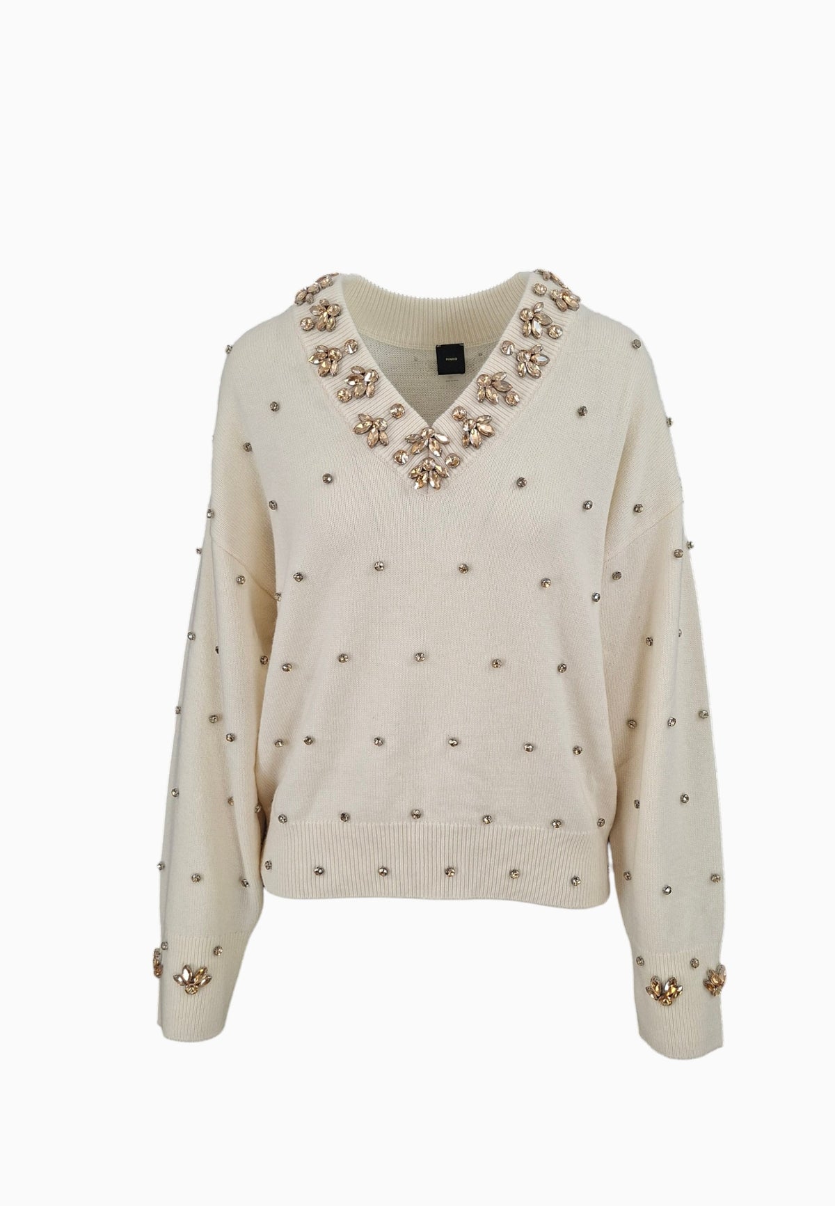 PINKO PIGOLIO PULL STRASS BIANCO