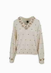 PINKO PIGOLIO PULL STRASS BIANCO