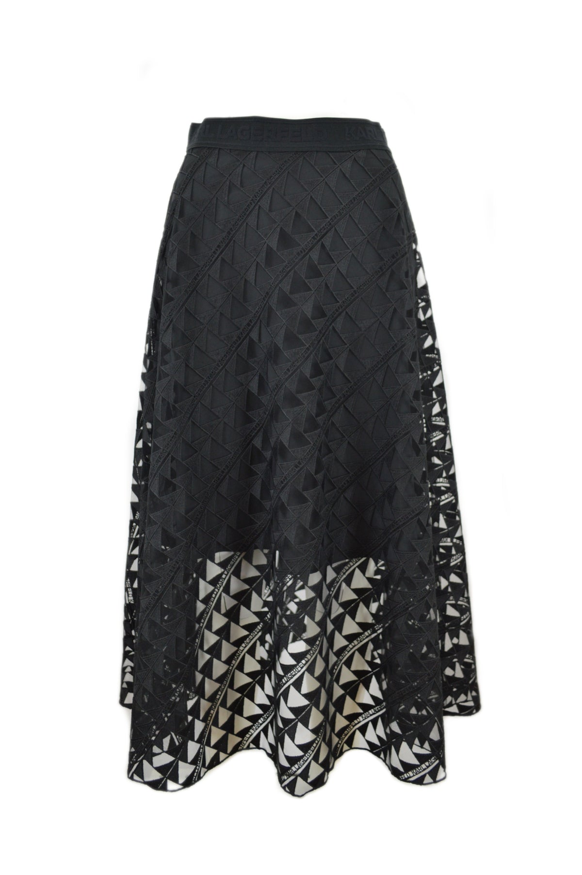 KARL EMBROIDERED MESH SKIRT