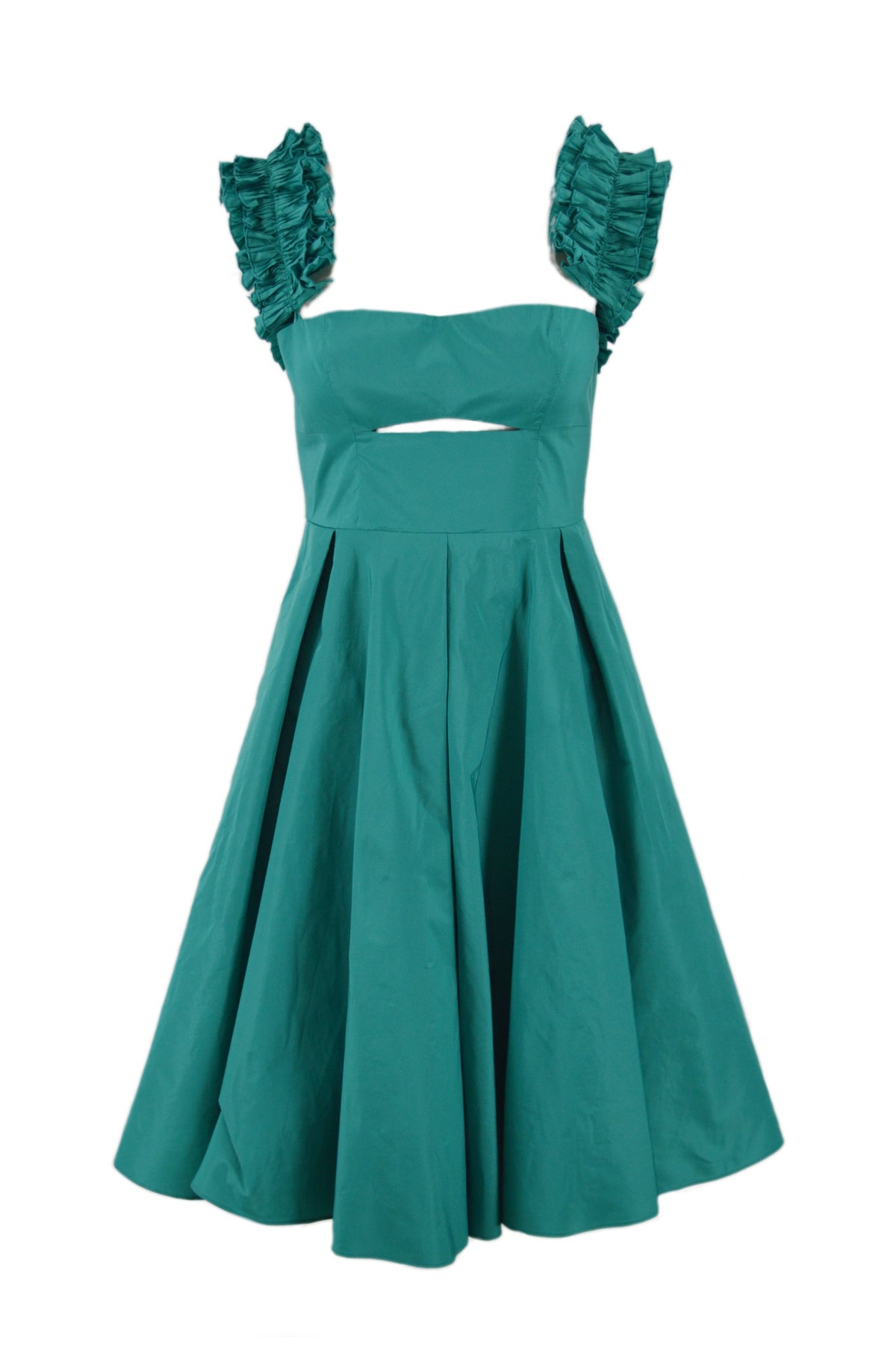 AZUL ABITO TAFFETA CON ROUCHES