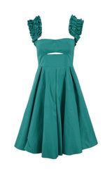 AZUL ABITO TAFFETA CON ROUCHES