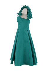 AZUL ABITO TAFFETA CON ROUCHES