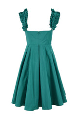 AZUL ABITO TAFFETA CON ROUCHES