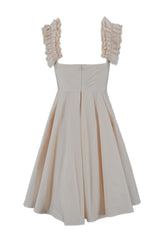AZUL ABITO TAFFETA CON ROUCHES