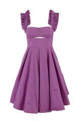 AZUL ABITO TAFFETA CON ROUCHES