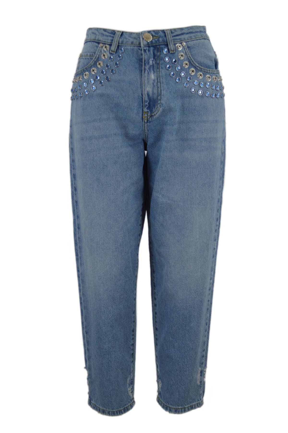 MADDIE MOM DENIM + STRASS E METAL