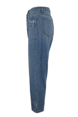 MADDIE MOM DENIM + STRASS E METAL