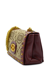 MONOGRAM SHOULDER BAG JACQUARD + LEATHER