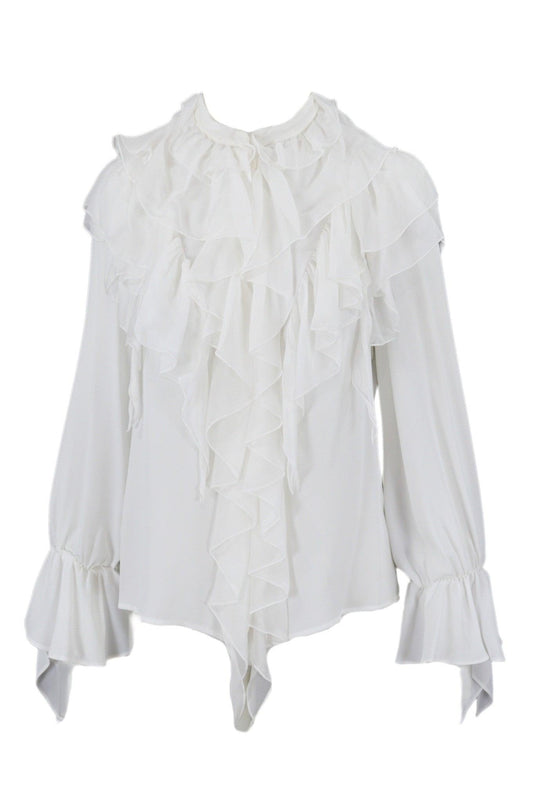 RAGGIO BLUSA CREPE DE CHINE CON CHIFFON